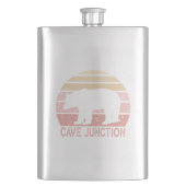Cave Junction Oregon Retro Bear Flachmann (Vorderseite)