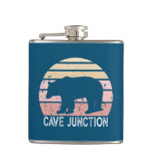 Cave Junction Oregon Retro Bear Flachmann (Vorderseite)