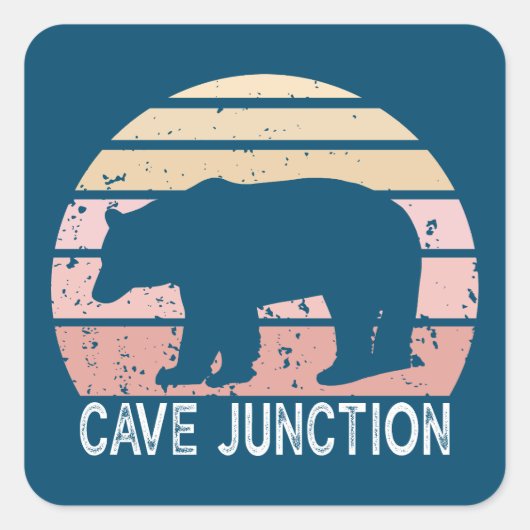 Cave Junction Oregon Retro Bear Quadratischer Aufkleber (Vorderseite)