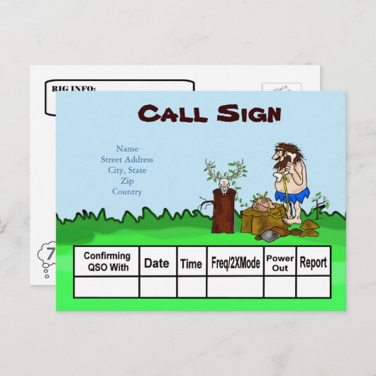 Cave Man Ham Ham Radio QSL Karte Anpassen! (Vorne/Hinten)