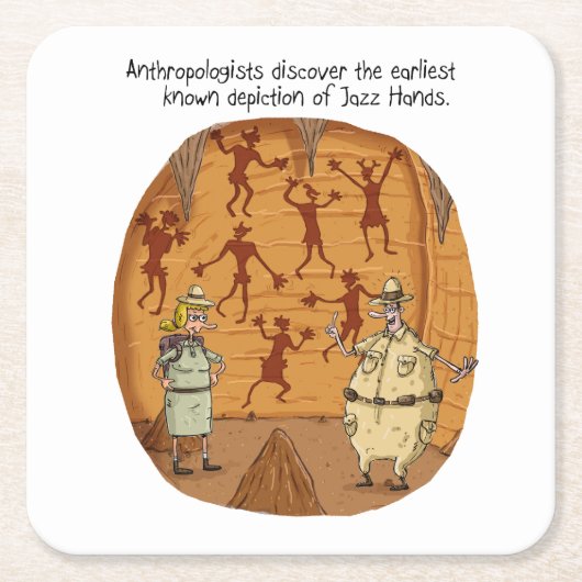 Cave Man Jazz Hands Rechteckiger Pappuntersetzer (Vorderseite)