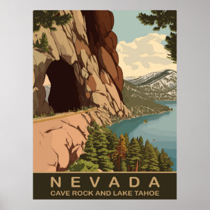 Cave Rock und Lake Tahoe Nevada, Reise Poster