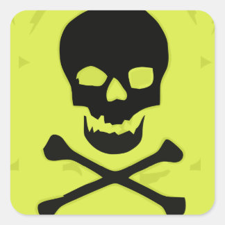 Caveira amarela quadratischer aufkleber