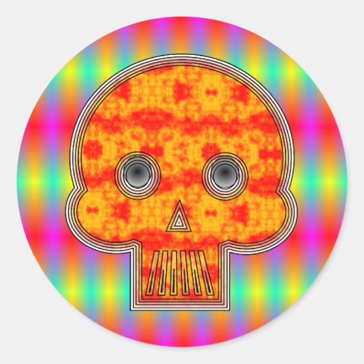 Caveira Robô Colorida Runder Aufkleber (Vorderseite)