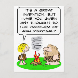 Caveman erfindet die Entsorgung von Feuerasche Postkarte