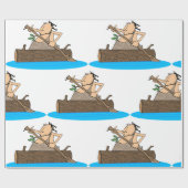 Caveman in einem Kanu Geschenkpapier (Flach)