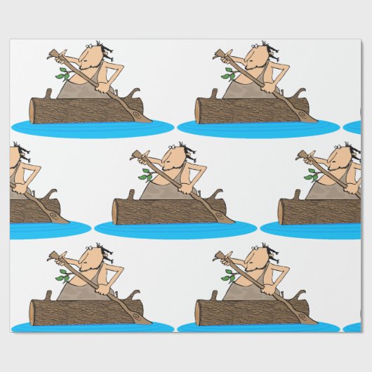 Caveman in einem Kanu Geschenkpapier (Flach)