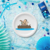 Caveman in einem Kanu Pappteller (Party)