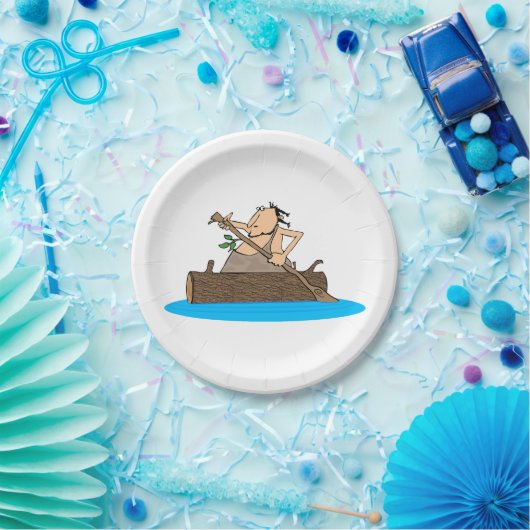 Caveman in einem Kanu Pappteller (Party)