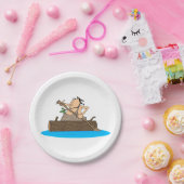 Caveman in einem Kanu Pappteller (Party)