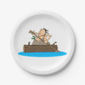 Caveman in einem Kanu Pappteller (Vorderseite)