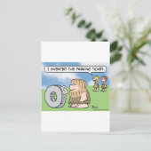 Caveman-Rad erfunden Parkticket-Frau Postkarte (Stehend Vorderseite)