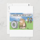 Caveman-Rad erfunden Parkticket-Frau Postkarte (Vorne/Hinten)