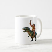 Caveman Riding Dinosaur Cartoon Image Kaffeetasse (VorderseiteRechts)