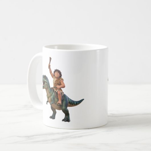 Caveman Riding Dinosaur Cartoon Image Kaffeetasse (Vorderseite Links)