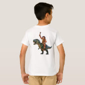 Caveman Riding Dinosaur Cartoon Image T-Shirt (Schwarz voll)