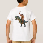 Caveman Riding Dinosaur Cartoon Image T-Shirt (Rückseite)