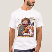 Caveman Rolling Stone Funny T-Shirt (Vorderseite)