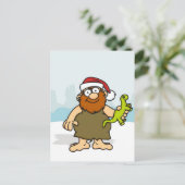 Caveman Santa Postcard Feiertagspostkarte (Stehend Vorderseite)