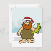 Caveman Santa Postcard Feiertagspostkarte (Vorne/Hinten)