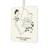 Caveman schreibt einen Letter-Cartoon Autolufterfrischer (Links)