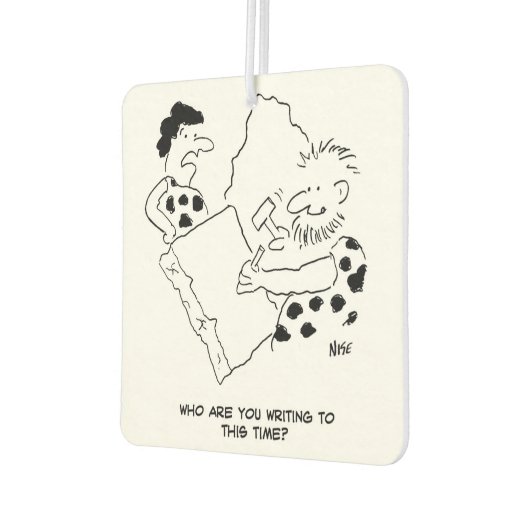 Caveman schreibt einen Letter-Cartoon Autolufterfrischer (Links)