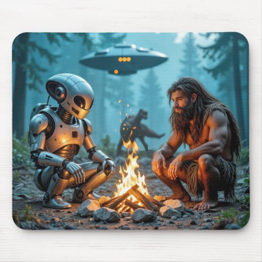 Caveman und Alien Robot by Campfire Mousepad (Vorne)