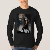 Caveman Warrior with Friendly Lion chasing the sam T-Shirt (Vorderseite)