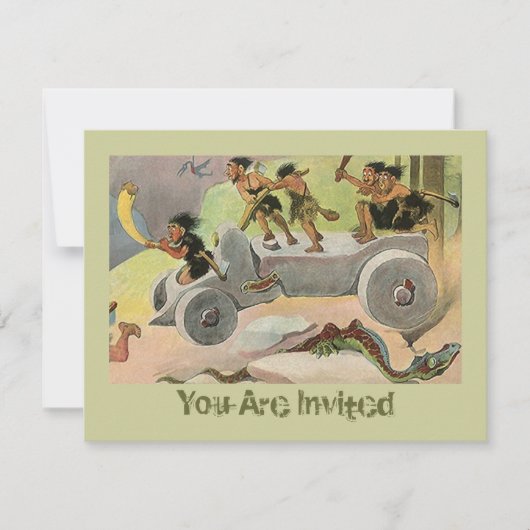 Cavemen Caveman Holiday Jagd Einladung (Vorderseite)