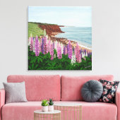 Cavendish Cliffs und Spring Lupins Canvas Print Leinwanddruck (Insitu (Wohnzimmer))
