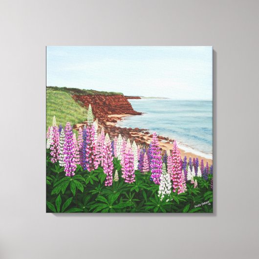 Cavendish Cliffs und Spring Lupins Canvas Print Leinwanddruck (Vorderseite)