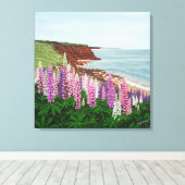 Cavendish Cliffs und Spring Lupins Canvas Print Leinwanddruck (Insitu (Holzboden))