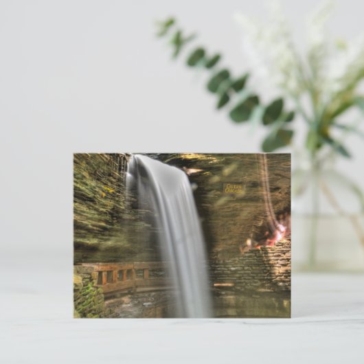Cavern Cascade, Watkins Glen Staat Park, New York Postkarte (Stehend Vorderseite)