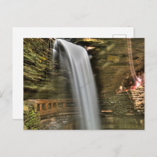 Cavern Cascade, Watkins Glen Staat Park, New York Postkarte (Vorne/Hinten)