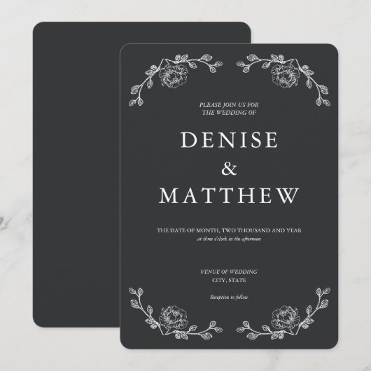 Caviar Gray Einladung (Vorne/Hinten)