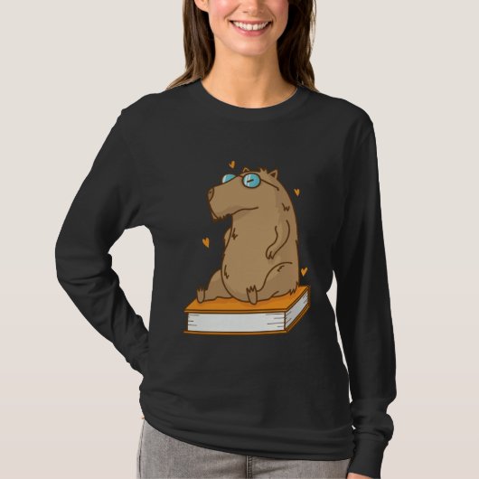 Caviidae Guinea Pig loves reading Books T-Shirt (Vorderseite)