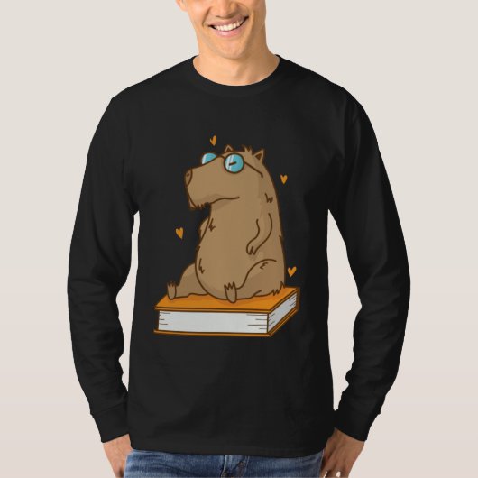 Caviidae Guinea Pig loves reading Books T-Shirt (Vorderseite)