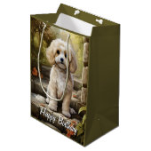 Cavoodle/Cavapoo Personalisiert Mittlere Geschenktüte (Vorderseite Schrägansicht)