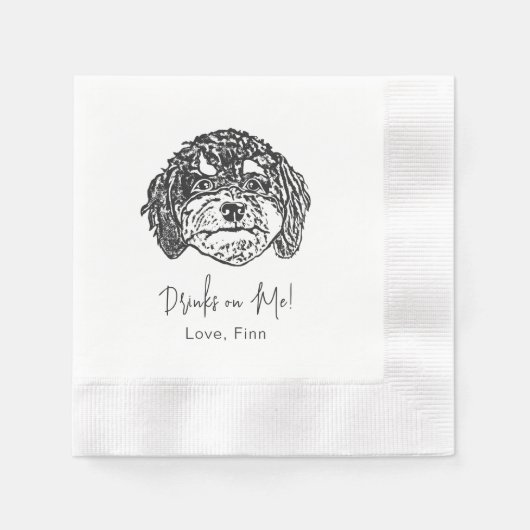 Cavoodle Hund Personalisiert trinken auf mich Serviette (Vorderseite)