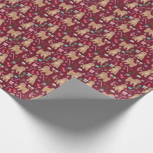 Cavoodle Ruby Weihnachtshundewackelpapier Geschenkpapier (Ecke)