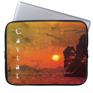 Cavtat, Croatia view of Sunset 1974 Filter Laptopschutzhülle