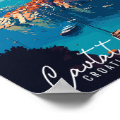 Cavtat Croatia Vintage Reise Illustration Poster (Ecke)