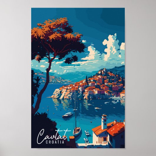 Cavtat Croatia Vintage Reise Illustration Poster (Vorne)
