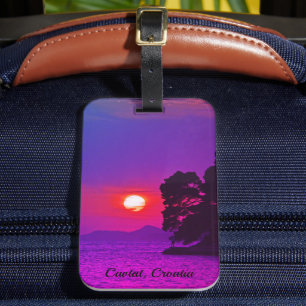 Cavtat, Kroatien mit Blick auf den Lila Sonnenunte Gepäckanhänger