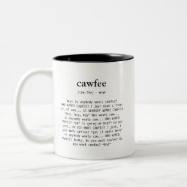 Cawfee-Wörter-Definition Zweifarbige Tasse