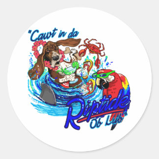 Cawt in da Riptide Runder Aufkleber