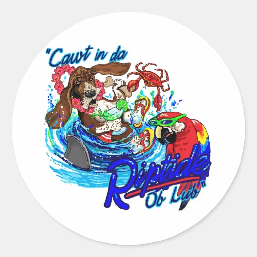 Cawt in da Riptide Runder Aufkleber (Vorderseite)