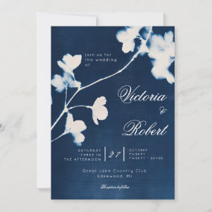 Cayanotype-Sonnen-Druck-Blumen-Hochzeitseinladung Einladung