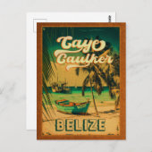 Caye Caulker Belize Vintag Palmen Bäume Souvenirs Postkarte (Vorne/Hinten)