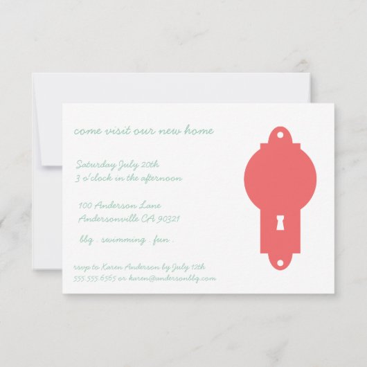 Cayenne Door Knob Housewarming Party Einladung (Rückseite)